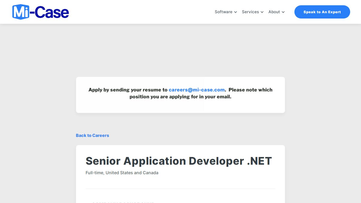 Mi-Case Careers | Senior Application Developer .NET